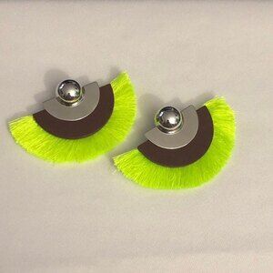 Paparazzi Fan The FLAMBOYANCE Yellow Post Earrings NEW